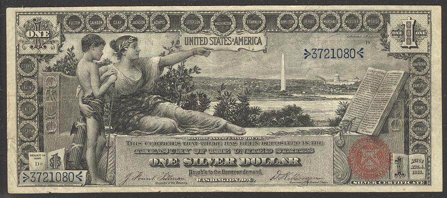 Fr.224, 1896 $1 Silver Certificate, 3721080, VF